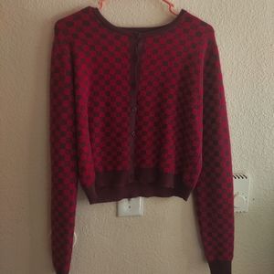 Y2k Indie Wild Fable checkered button up pink and purple sweater size XXL